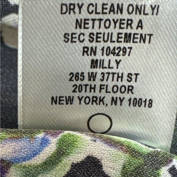 Milly 100% Silk Floral Wrap Dress - Black with Pink and Blue Accents - Picture 6 of 7